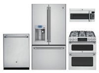 4PC-CAFE'-KEURG-GAS Cafe 4 Piece Kitchen Appliance Package - Stainless Steel