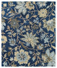 7 x 9 Large Floral Blue Rug - Brooklyn