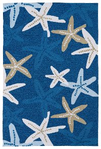 7 x 9 Large Starfish Blue Indoor-Outdoor Rug - Matira