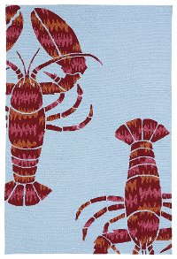 7 x 9 Large Blue and Red Lobster Indoor-Outdoor Rug - Matira