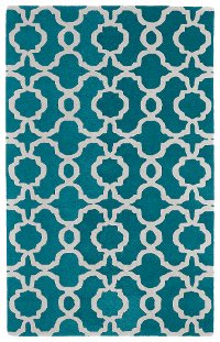 5 x 8 Medium Contemporary Teal & Ivory Area Rug - Revolution