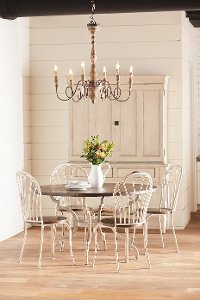 Magnolia Home Furniture French 5 Piece Round Dining Set - Antique White and Bench Brown -3