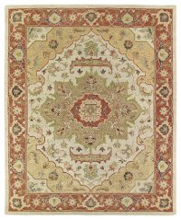 5 x 8 Medium Traditional Wool Gold and Terracotta Orange Area Rug - Solomon