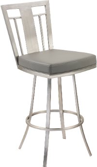 Gray & Stainless Metal Counter Height Stool (26 Inch) - Cleo