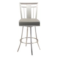 Gray & Stainless Metal Counter Height Stool (26 Inch) - Cleo -2