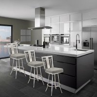 Gray & Stainless Metal Counter Height Stool (26 Inch) - Cleo -3
