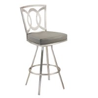 Gray & Stainless Metal Counter Height Stool (26 Inch) - Drake -2