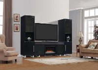 Black 6 Piece Modern Fireplace Entertainment Center - Firebox