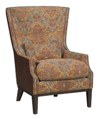 Hazelnut Serapi Sage Blue-Green Accent Chair & Ottoman - Silas
