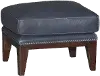Brewster Cobalt Blue Leather-Match Ottoman