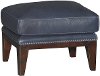 Cobalt Blue Leather-Match Ottoman - Brewster