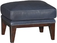Cobalt Blue Leather-Match Ottoman - Brewster