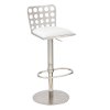 White & Stainless Steel Adjustable Bar Stool - Dune -1