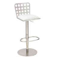 White & Stainless Steel Adjustable Bar Stool - Dune
