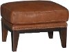 Chestnut Brown Leather-Match Ottoman - Brewster