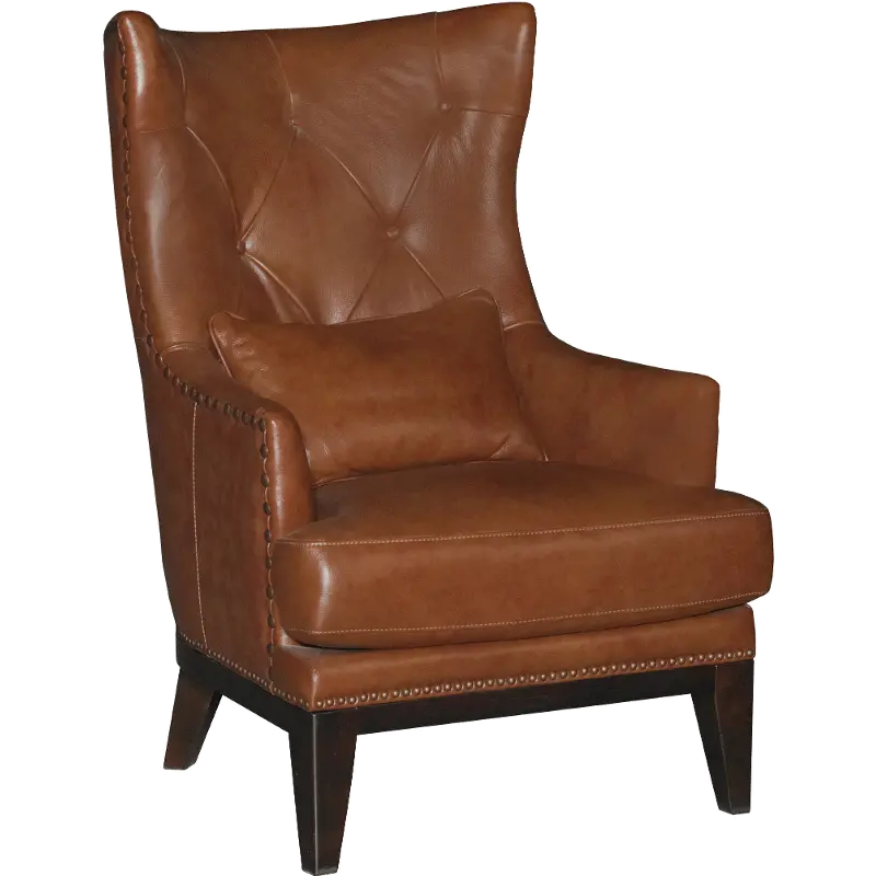 Brewster Chestnut Brown Leather-Match Accent Chair and Ottoman