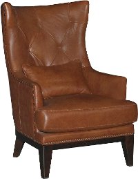 Chestnut Brown Leather-Match Accent Chair & Ottoman - Brewster