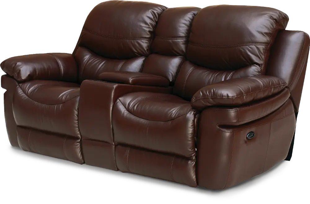0813-2200P/B122 Brown Leather-Match Power Reclining Loveseat - Siena Collection-1