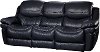 0813-3000M/B800 Black Leather-Match Manual Reclining Sofa - Siena
