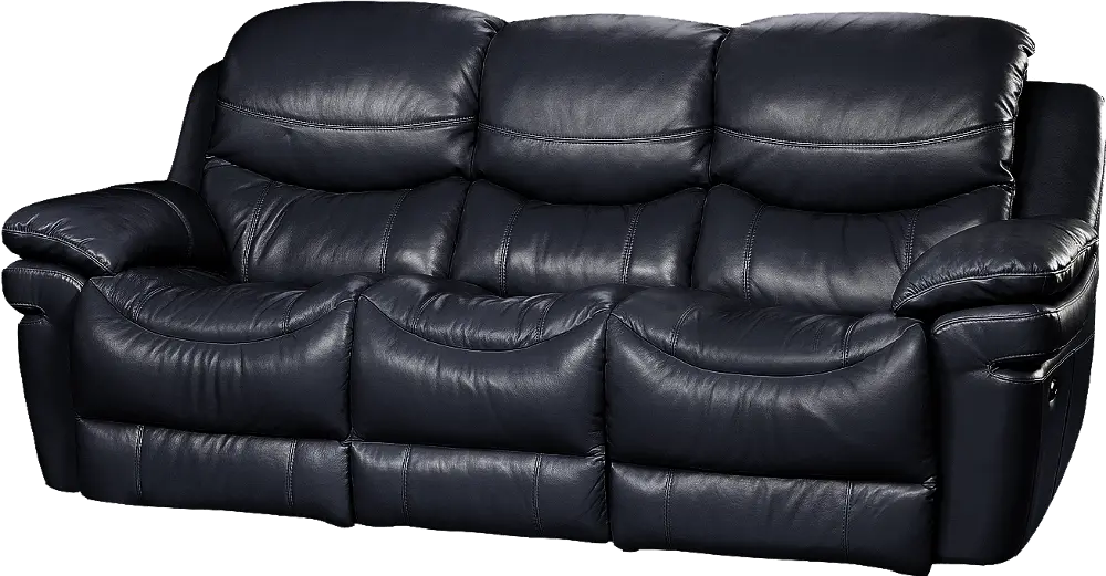 0813-3000M/B800 Black Leather-Match Manual Reclining Sofa - Siena-1