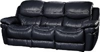 0813-3000M/B800 Black Leather-Match Manual Reclining Sofa - Siena