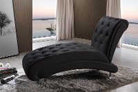 BBT5187-BLACK-CHAISE Black Button-Tufted Chaise Lounge - Pease
