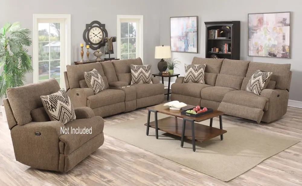 Brown Power Reclining Sofa & Double Recliner Loveseat - Nathan   -1