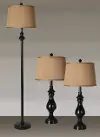 3 Piece Satin Black Lamp Set