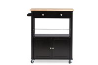 RT310-OCC Black Kitchen Cart with Wood Top - Denton-2