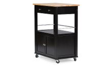 RT310-OCC Black Kitchen Cart with Wood Top - Denton-3