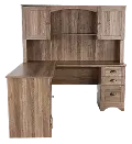 Harbor View Brown L Shaped Computer Desk with Hutch