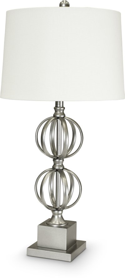 Painted Silver Double Sphere Metal Table Lamp