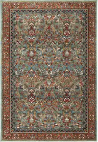 90662-50123/5X8/TIGR 5 x 8 Medium Garnet Red and Aquamarine Blue Rug - Spice Market