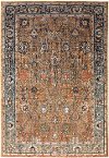 8 x 11 Large Tobacco Brown and Aquamarine Blue Rug - Spice Market