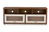 FTV-885-Walnut/White Two-Tone Walnut/ White TV Stand with Glass Doors - Swindon-1