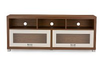 FTV-885-Walnut/White Two-Tone Walnut/ White TV Stand with Glass Doors - Swindon