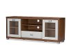 FTV-886-Walnut/White Two-Tone Walnut/ White TV Stand with Glass Doors - Matlock-3