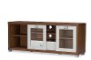 FTV-886-Walnut/White Two-Tone Walnut/ White TV Stand with Glass Doors - Matlock-4