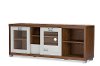 FTV-886-Walnut/White Two-Tone Walnut/ White TV Stand with Glass Doors - Matlock-5