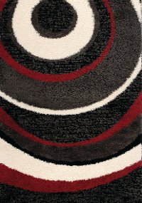 5 x 8 Medium Red, Charcoal, and Cream Spiral Area Rug - Shaggy