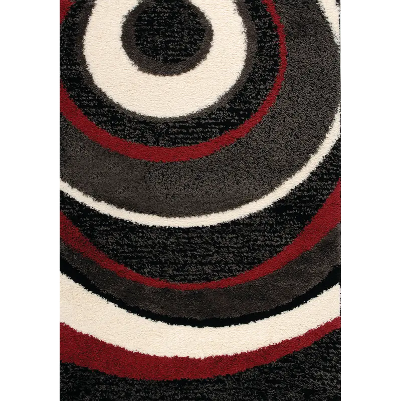 Shaggy 5 x 8 Red, Charcoal, and Cream Spiral Area Rug