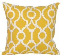 Yellow and White Geometric Indoor-Outdoor Throw Pillow