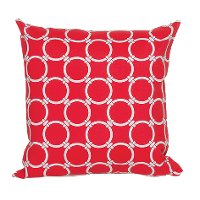 Red and White Round Ring Indoor/Outdoor Throw Pillow