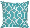Clearance Teal and White Geometric Indoor-Outdoor Throw Pillow