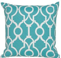 Teal and White Geometric Indoor-Outdoor Throw Pillow