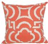 Clearance Orange and White Modern Indoor-Outdoor Throw Pillow