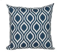 Navy and White Patterned Indoor/Outdoor Throw Pillow