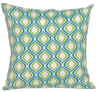 Teal, Green and White Indoor/Outdoor Throw Pillow