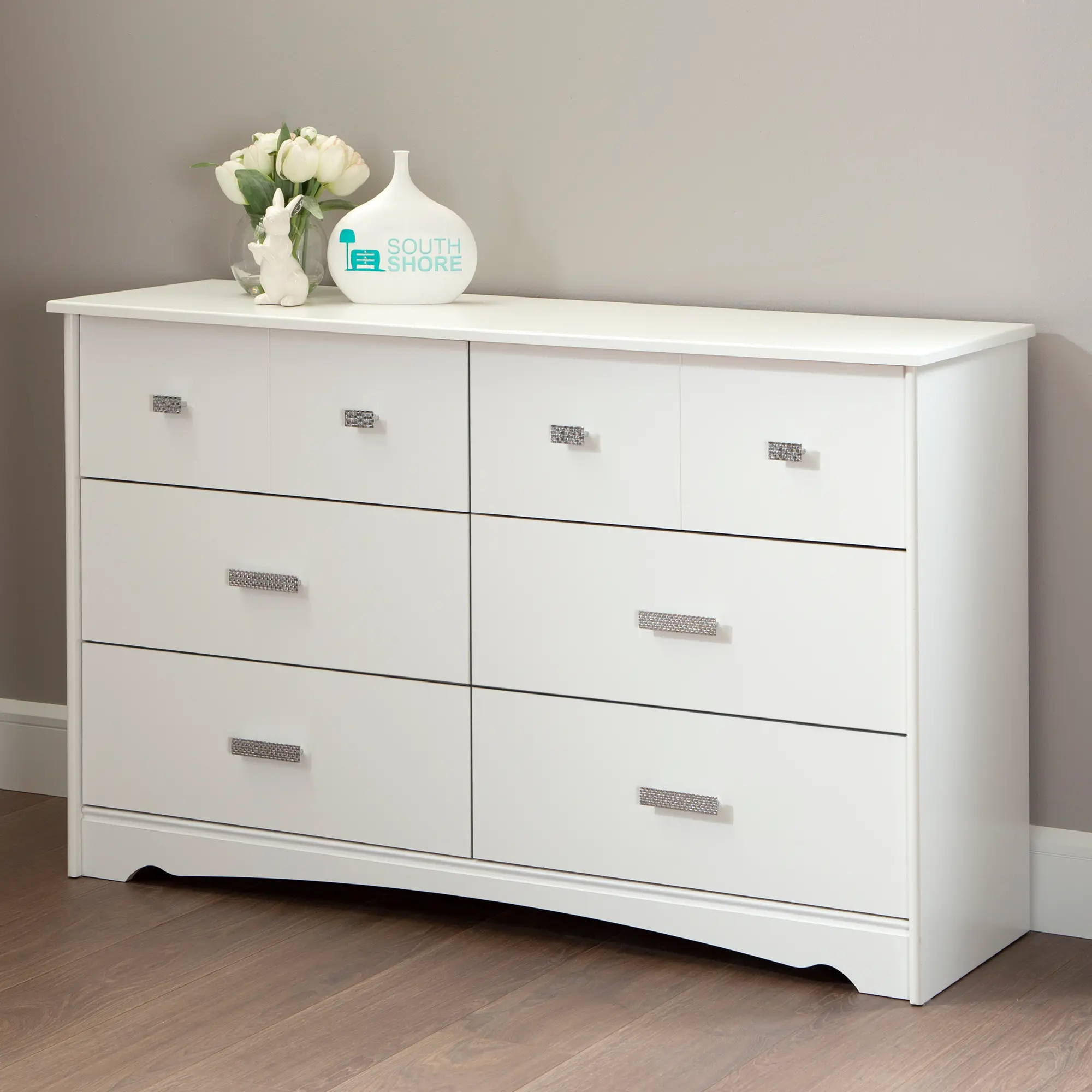 9059010 White 6-Drawer Double Dresser - Tiara-1