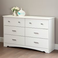 9059010 White 6-Drawer Double Dresser - Tiara